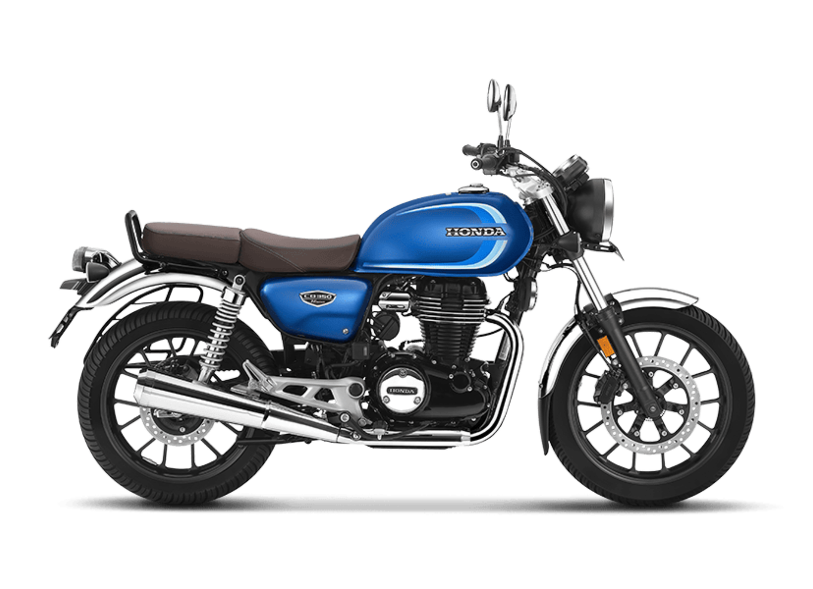 H'ness CB350 in DLX Pro Chrome · Decent Blue Metallic